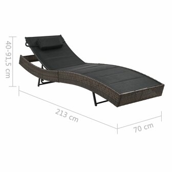 Ligbed poly rattan en textileen bruin
