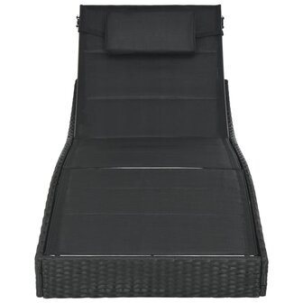 Ligbed poly rattan en textileen zwart