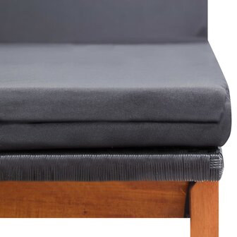 Ligbed met kussen poly rattan en massief acaciahout