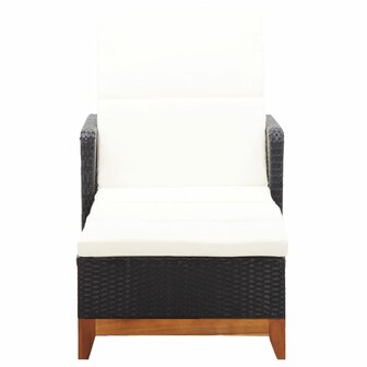 Ligbed poly rattan en massief acaciahout zwart