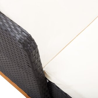 Ligbed poly rattan en massief acaciahout zwart