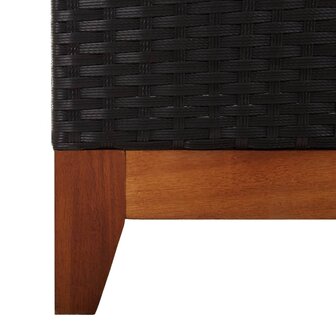 Ligbed poly rattan en massief acaciahout zwart