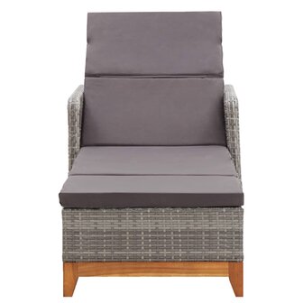 Ligbed poly rattan en massief acaciahout grijs