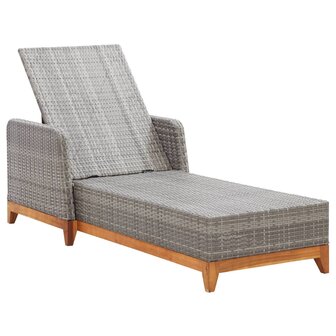 Ligbed poly rattan en massief acaciahout grijs