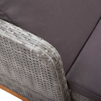 Ligbed poly rattan en massief acaciahout grijs
