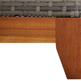 Ligbed poly rattan en massief acaciahout grijs