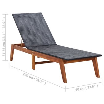 Ligbed poly rattan en massief acaciahout