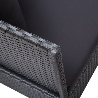 Tuinbed met kussens poly rattan zwart