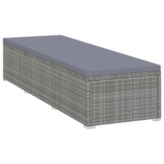 Ligbed met kussen poly rattan grijs