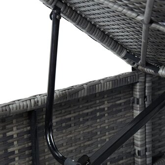 Ligbed met kussen poly rattan grijs