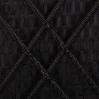 Ligbed met kussen poly rattan zwart