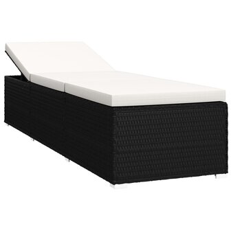 Ligbed met kussen en theetafel poly rattan cr&egrave;mewit