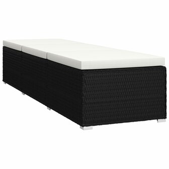 Ligbed met kussen en theetafel poly rattan cr&egrave;mewit