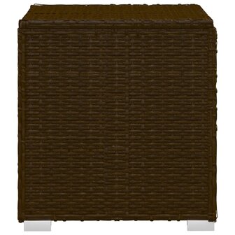 Ligbed met kussen en theetafel poly rattan bruin