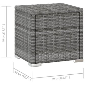 Ligbed met kussen en theetafel poly rattan grijs
