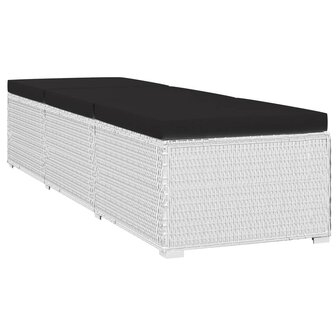 Ligbed met kussen en theetafel poly rattan wit