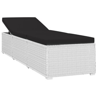 Ligbed met kussen en theetafel poly rattan wit