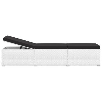Ligbed met kussen en theetafel poly rattan wit