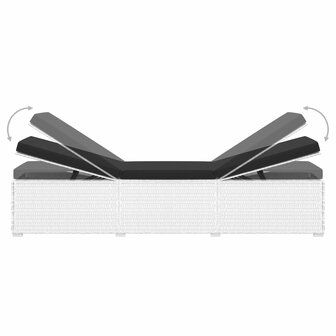 Ligbed met kussen en theetafel poly rattan wit