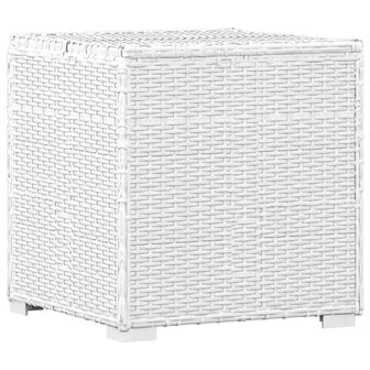 Ligbed met kussen en theetafel poly rattan wit