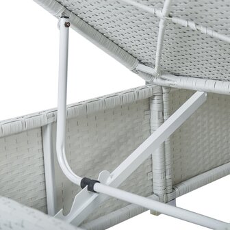Ligbed met kussen en theetafel poly rattan wit