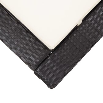 Ligbed met kussen poly rattan zwart