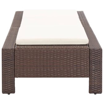Ligbed met kussen poly rattan bruin