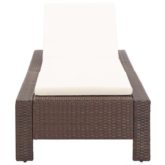 Ligbed met kussen poly rattan bruin