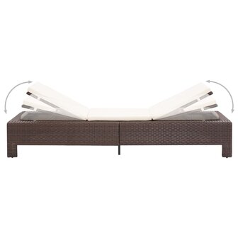 Ligbed met kussen poly rattan bruin