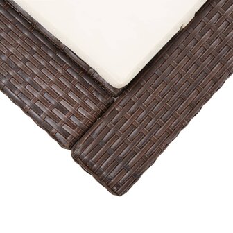 Ligbed met kussen poly rattan bruin