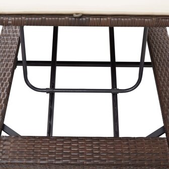 Ligbed met kussen poly rattan bruin