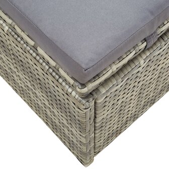 Ligbed met kussen poly rattan grijs