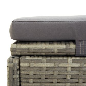 Ligbed met kussen poly rattan grijs