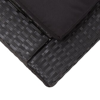 Ligbed met kussen poly rattan zwart