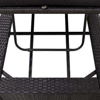 Ligbed met kussen poly rattan zwart