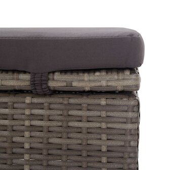 Ligbed met luifel en kussen poly rattan grijs