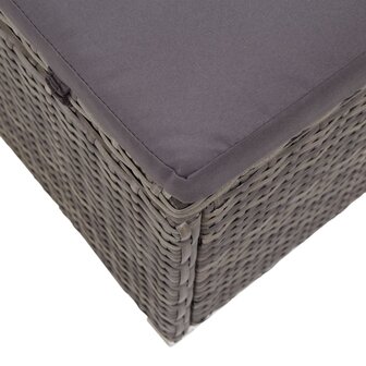 Ligbed met luifel en kussen poly rattan grijs