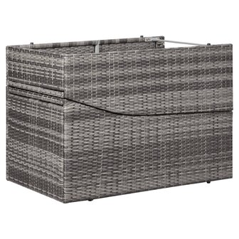 Ligbed met kussen poly rattan grijs