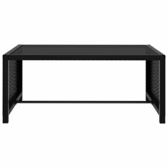 Ligbedden 2 st met tafel poly rattan zwart