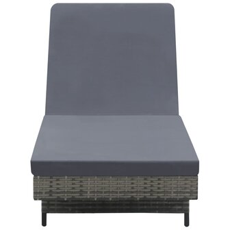 Ligbed met wielen en kussen poly rattan antraciet