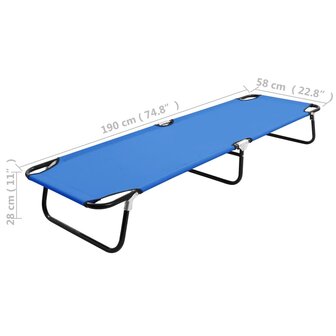 Ligbed inklapbaar staal blauw