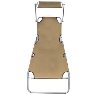 Ligbed inklapbaar met luifel aluminium taupe