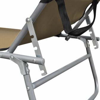 Ligbed inklapbaar met luifel aluminium taupe