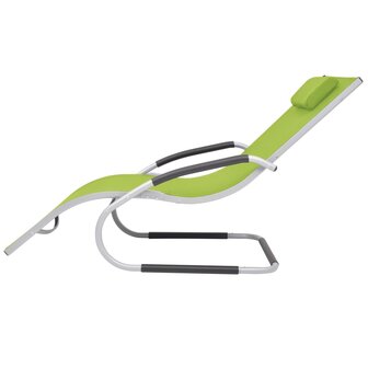 Ligbed met kussen aluminium en textileen groen