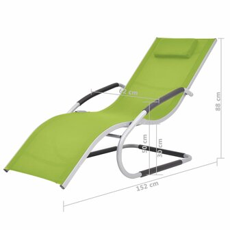 Ligbed met kussen aluminium en textileen groen
