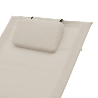 Ligbed met kussen textileen cr&egrave;me