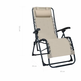 Terrasstoel inklapbaar textileen cr&egrave;me