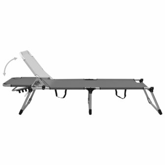 Ligbed extra hoog inklapbaar senior aluminium grijs