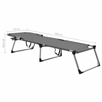 Ligbed extra hoog inklapbaar senior aluminium grijs