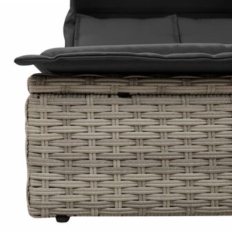 Ligbed 2-persoons met luifel en kussens poly rattan lichtgrijs